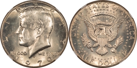 Kennedy Halves 1970-D KENNDY SILVER HALF DOLLAR, 3 COIN GRADING SET – NGC MS-62/63/64, 3 PIECES
