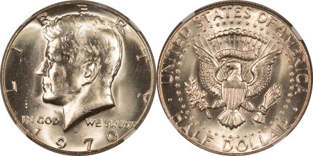 Kennedy Halves 1970-D KENNDY SILVER HALF DOLLAR, 3 COIN GRADING SET – NGC MS-62/63/64, 3 PIECES