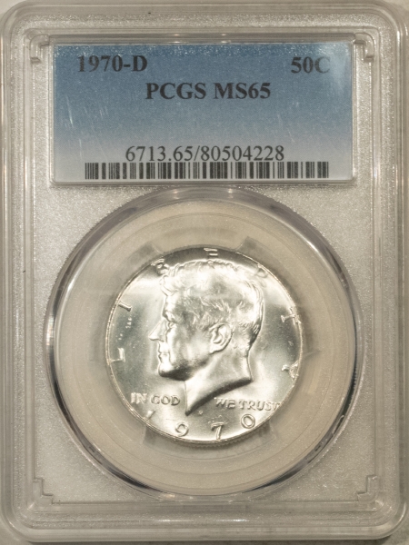 Kennedy Halves 1970-D KENNEDY SILVER HALF DOLLAR – PCGS MS-65, GEM!