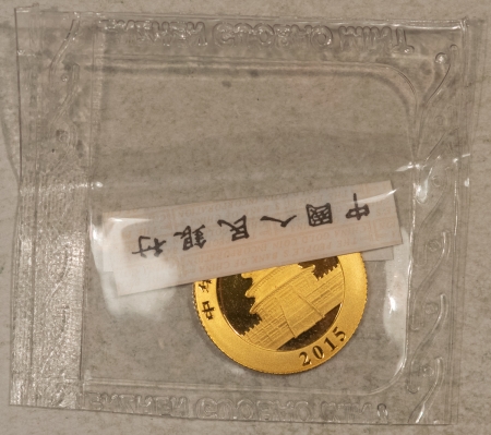 Bullion 2015 CHINA 50 YUAN GOLD, 1/10 OZ .999 – SEALED GEM BU IN ORIGINAL PLASTIC!