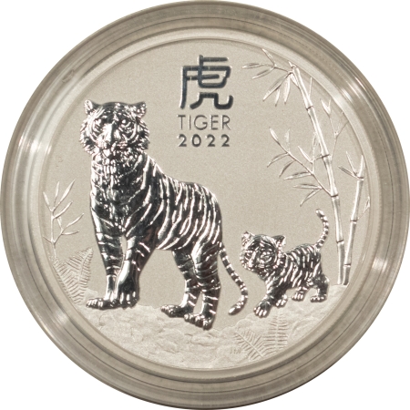 Bullion 2022 AUSTRALIA 5 OZ .9999 SILVER LUNAR SERIES-TIGER; SEALED/ORIG GOVT CAP-GEM BU