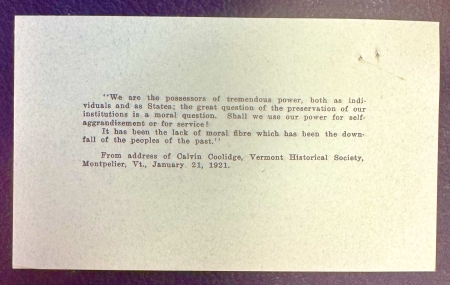 Political 1924 CALVIN COOLIDGE HOMETOWN PLYMOUTH, VT CAMPAIGN BUTTON/MEMBERSHIP CARD-MINT!