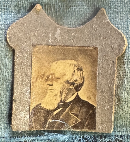 New Store Items 1888 CLEVELAND-THURMAN UNUSUAL RIBBON, 3 1/2″ x 2 3/4″, PHOTOS IN METAL FRAMES