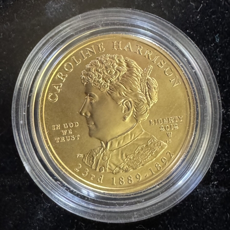 Gold Commems 2012 CAROLINE HARRISON 1/2 OZ .9999 GOLD FIRST SPOUSE, MINTAGE 2436, GEM BU-OGP!