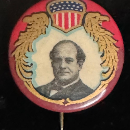 Political 1908 WILLIAM J BRYAN 1 1/4″ FULL COLOR, GRAPHIC ART NOUVEAU CAMPAIGN BUTTON-MINT