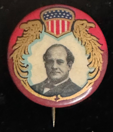 Political 1908 WILLIAM J BRYAN 1 1/4″ FULL COLOR, GRAPHIC ART NOUVEAU CAMPAIGN BUTTON-MINT