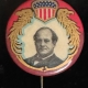 Political 1908 WILLIAM J BRYAN 1 1/4″ PICTORIAL BUTTON W/ R/W/B & GOLD BORDER-VERY SCARCE!