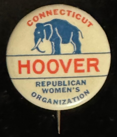 Political 1928 HERBERT HOOVER 1″ CONNECTICUT REPUBLICAN WOMEN’S ORGANIZATION BUTTON-MINT!