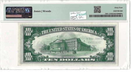 New Store Items 1929 $10 TOLEDO OHIO BANK NOTE, FR#1801-1 – PMG 64 CHOICE UNCIRCULATED!
