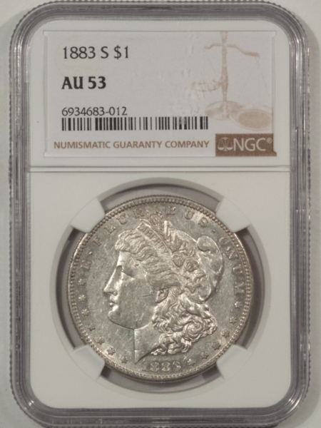 Morgan Dollars 1883-S $1 MORGAN DOLLAR – NGC AU-53, FLASHY!
