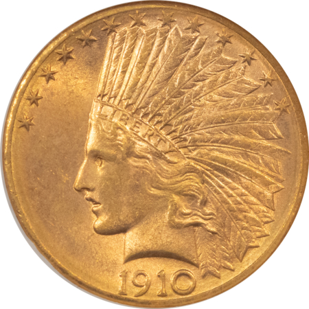 $10 1910-D $10 INDIAN GOLD EAGLE – NGC MS-63, LUSTROUS & CHOICE!