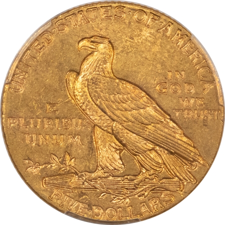 $5 1911 $5 INDIAN GOLD HALF EAGLE – PCGS MS-62, ORIGINAL LUSTER