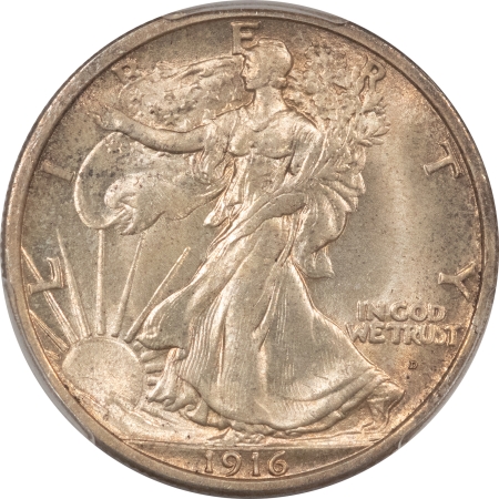 U.S. Certified Coins 1916-D WALKING LIBERTY HALF DOLLAR – PCGS MS-64, FRESH, ORIGINAL, LUSTROUS!