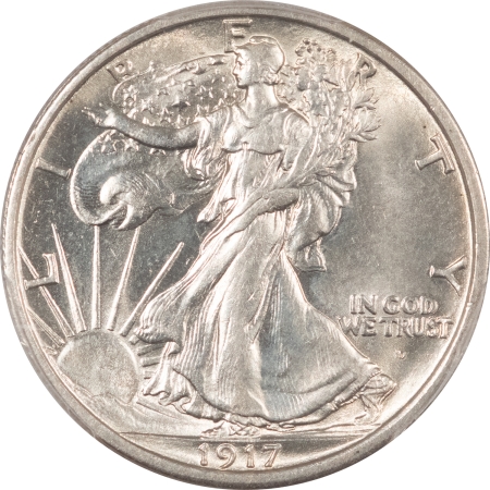 New Certified Coins 1917-D WALKING LIBERTY HALF DOLLAR, OBVERSE – PCGS AU-58, BLAST WHITE, LOOKS BU!