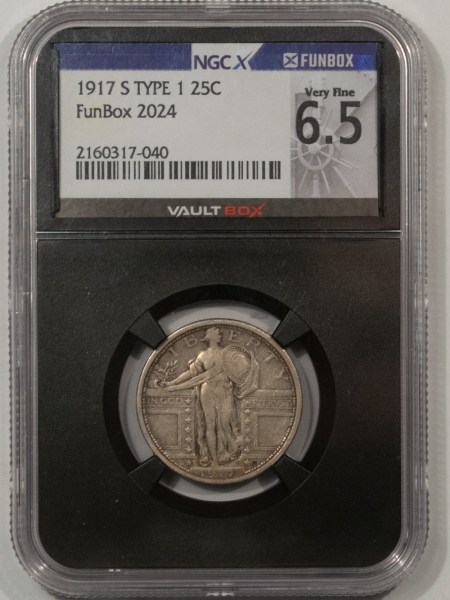New Certified Coins 1917-S STANDING LIBERTY QUARTER, TY 1 – NGCX 6.5, VERY FINE! FUNBOX 2024