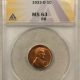 Lincoln Cents (Wheat) 1909 VDB LINCOLN CENT – PCGS MS-65 RB, RATTLER, PREMIUM QUALITY!