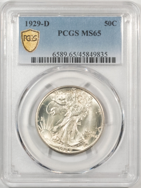 U.S. Certified Coins 1929-D WALKING LIBERTY HALF DOLLAR – PCGS MS-65, FRESH LUSTROUS GEM! PQ!