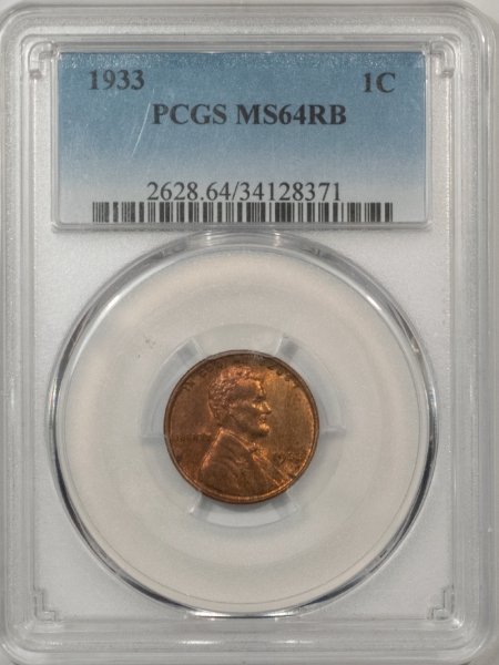 Lincoln Cents (Wheat) 1933 LINCOLN CENT – PCGS MS-64 RB