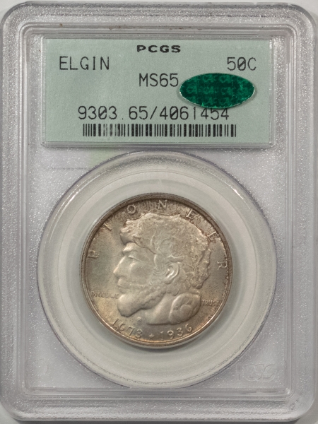 CAC Approved Coins 1936 ELGIN COMMEMORATIVE HALF DOLLAR PCGS MS-65, OGH, PREMIUM QUALITY GEM, CAC!
