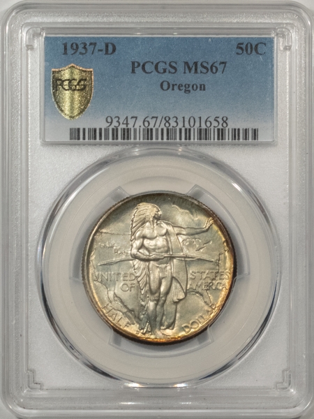 New Certified Coins 1937-D OREGON COMMEMORATIVE HALF DOLLAR – PCGS MS-67, SUPERB & PRETTY!