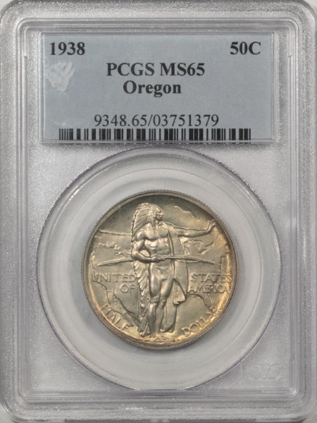 Silver 1938 OREGON COMMEMORATIVE HALF DOLLAR – PCGS MS-65 FRESH SATINY GEM!