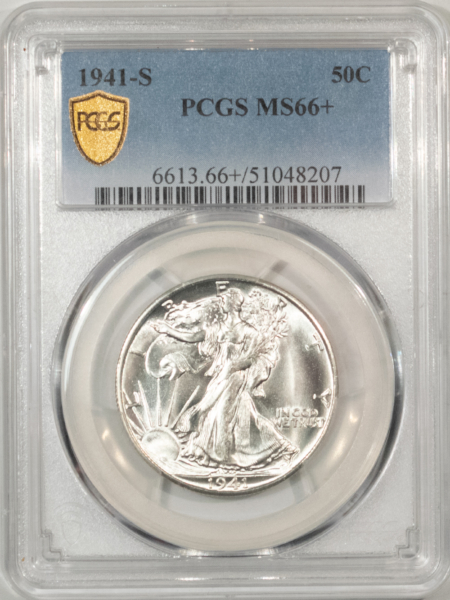 Walking Liberty Halves 1941-S WALKING LIBERTY HALF DOLLAR PCGS MS-66+, BLAZING WHITE & SUPERB, STUNNING