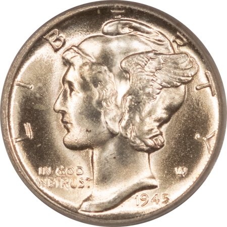 Mercury Dimes 1945-D MERCURY DIME – PCGS MS-65 FB, SPARKLING GEM!