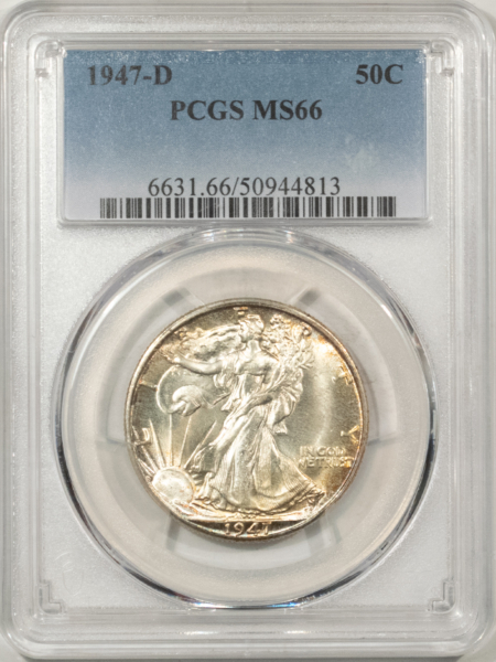 U.S. Certified Coins 1947-D WALKING LIBERTY HALF DOLLAR – PCGS MS-66, FRESH & PREMIUM QUALITY!