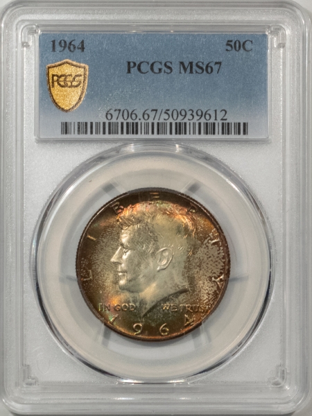 Kennedy Halves 1964 KENNEDY HALF DOLLAR – PCGS MS-67, LOOKS 67+, GORGEOUS, PREMIUM QUALITY!
