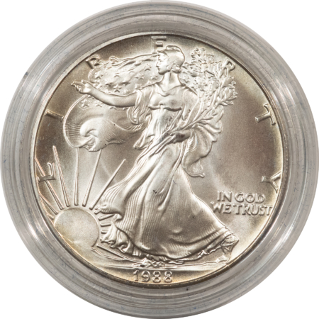 American Silver Eagles 1988 $1 AMERICAN SILVER EAGLE, 1 OZ, .999 – GEM BU WITH BOX AND COA!