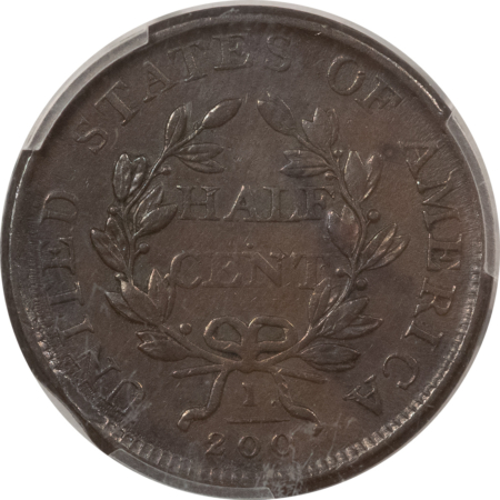 Draped Bust Half Cents 1807 DRAPED BUST HALF CENT – PCGS AU-50, CHOCOLATE BROWN AND NICE!