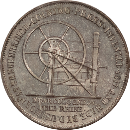 Exonumia 1851 GREAT BRITAIN INTL EXPO COIN PRESS MEDAL BHM-2471 SILVERED-AE PCGS MS64