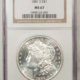 Morgan Dollars 1880-S $1 MORGAN DOLLAR – NGC MS-64, BLAST WHITE, FLAG HOLDER