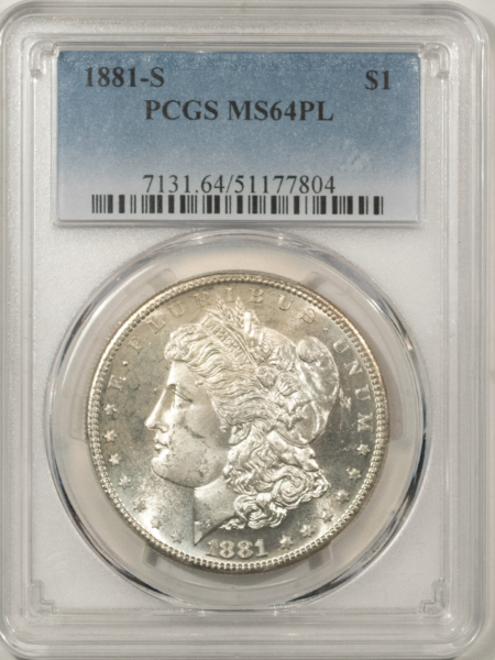 Morgan Dollars 1881-S $1 MORGAN DOLLAR – PCGS MS-64 PL, PROOFLIKE & PREMIUM QUALITY!