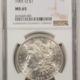 Morgan Dollars 1887-O $1 MORGAN DOLLAR – PCGS MS-63, BLAST WHITE, SEMI PROOFLIKE OBVERSE!
