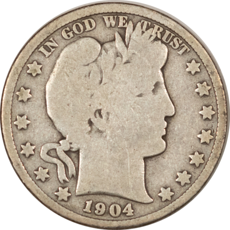 Barber Halves 1904 BARBER HALF DOLLAR – PLEASING CIRCULATED EXAMPLE!