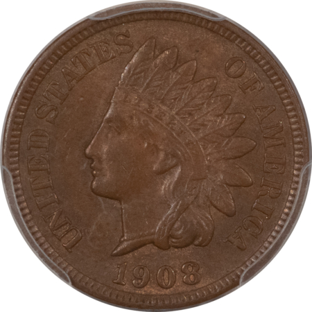 Indian 1908-S INDIAN CENT – PCGS MS-62 BN, LOOKS 64 BROWN, PQ, KEY-DATE!