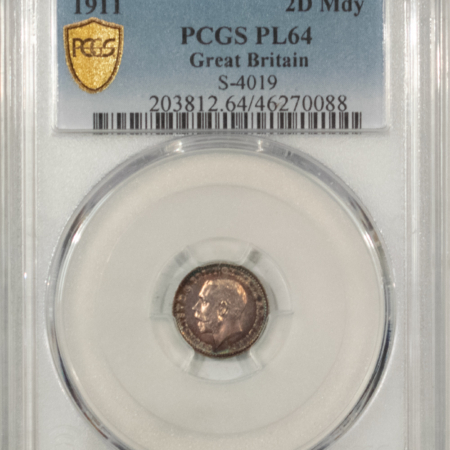 New Store Items 1911 GREAT BRITAIN SILVER MAUNDY 2 PENCE, S-4019- PCGS PL-64, GORGEOUS!