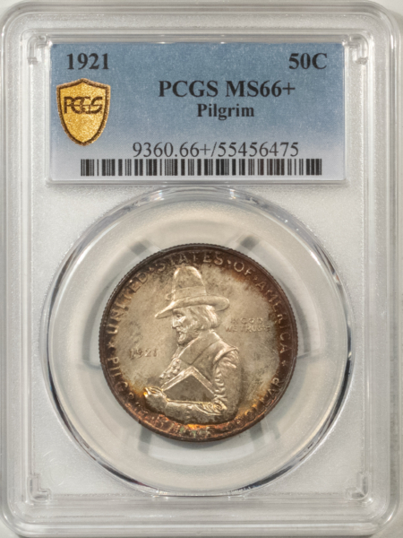 New Certified Coins 1921 PILGRIM COMMEMORATIVE HALF DOLLAR – PCGS MS-66+, GORGEOUS, PREMIUM QUALITY!