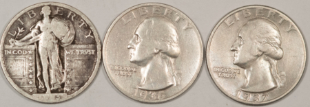 New Store Items 1923 1936-S 1937-D MIXED 3/LOT QUARTERS – ’23 CIRC, 36-S & 37-D PLEASING CIRCS