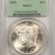 New Certified Coins 1925-S $1 PEACE DOLLAR – PCGS MS-63, OLD GREEN HOLDER, FRESH & PREMIUM QUALITY!