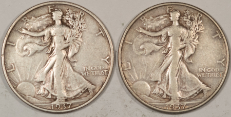 New Store Items 1937 D/S WALKING LIBERTY HALF DOLLARS, LOT/2 – HIGH GRADE CIRCULATED EXAMPLES!
