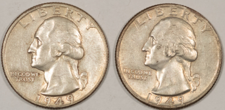 New Store Items 1949 1949-D WASHINGTON QUARTERS LOT/2, HIGH GRADE EXAMPLES, NICE HONEST AU COINS
