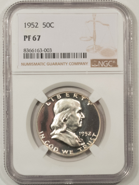 Franklin Halves 1952 PROOF FRANKLIN HALF DOLLAR – NGC PF-67, SUPERB GEM WITH CONTRAST!