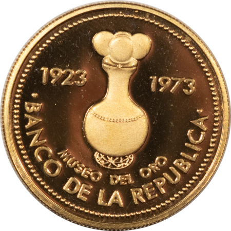 Bullion 1973 COLOMBIA, CENTRAL BANK OF BOGATA 1500 GOLD PESOS PROOF W/ OGP .5527 AGW