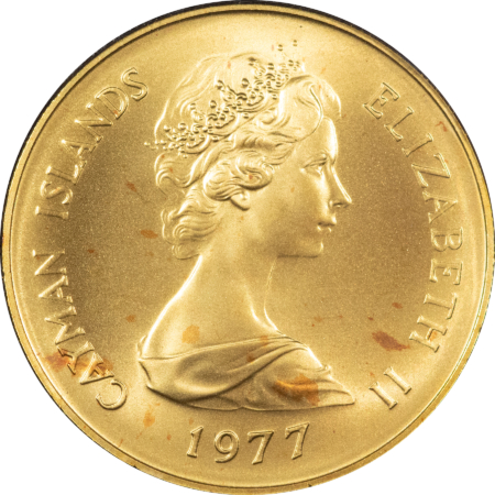 Bullion 1977 CAYMAN ISLANDS $100 GOLD QUEENS JUBILEE, KM#13 .3646 AGW IN OGP