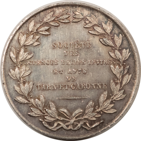 Exonumia 1800s FRANCE SILVER JETON SOCIETY OF SCIENCES TARN-ET-GARONNE – PROOFLIKE UNCIRC