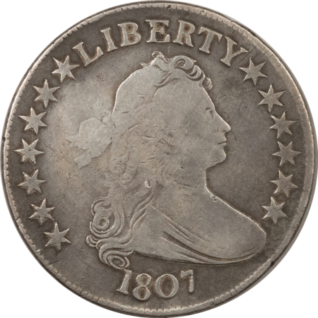 Early Halves 1807 DRAPED BUST HALF DOLLAR – DECENT CIRCULATED OLD CLEANING!