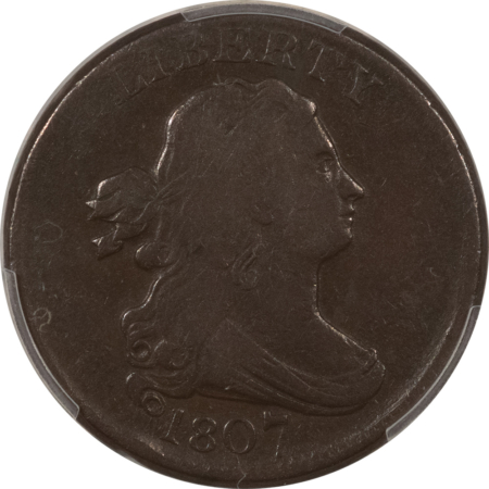 Draped Bust Half Cents 1807 DRAPED BUST HALF CENT – PCGS VF-20, NICE SMOOTH BROWN