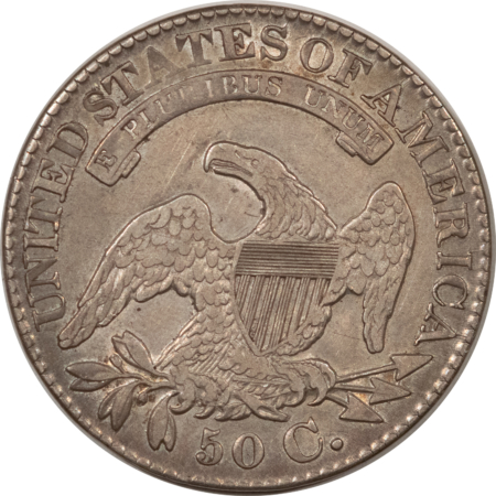 Early Halves 1828 CAPPED BUST HALF DOLLAR, SQ BASE 2, LG 8 HIGH GRADE CIRCULATED, BUT CLEANED